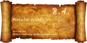 Matula Aldán névjegykártya